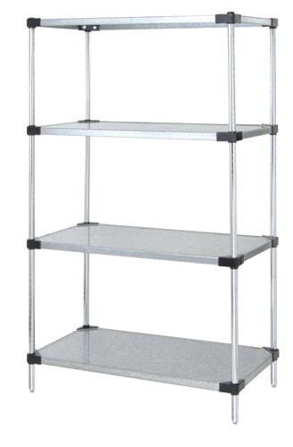 86&quot;H Galvanized Steel 4 Solid Shelf Starter Kit