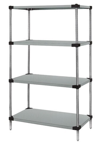 86&quot;H Stainless Steel 4 Solid Shelf Starter Kit, Part Number: WRS4-86-1436SS - 14x36x86&quot;