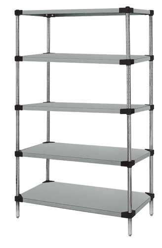 74&quot;H Stainless Steel 5 Solid Shelf Starter Kit, Part Number: WRS5-74-1436SS - 14x36x74&quot;