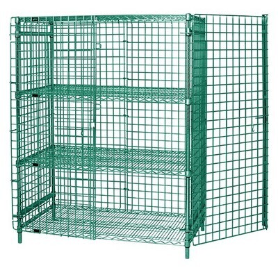 Wire Security cage unit w/2 interior shelves - Green Epoxy