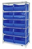 WR6-957 - Wire shelving w/QUS957 bins, Colour: Blue