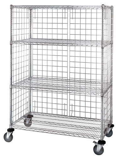 Wire shelving cage cart w/label holders