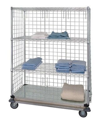4-Tier DB Enclosed Cart Chrome W/ Solid Bottom & Lh