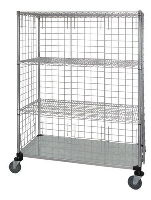 4-Tier Mobile Enclosed Cart W/Solid Shelf