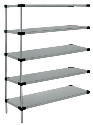 63"H Stainless Steel 5 Solid Shelf Add-On Kit