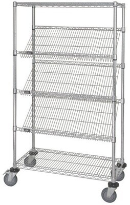 Wire slanted shelf unit 5 shelves Mobile