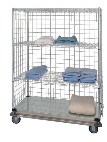 Wire Cart Dolly Base With Enclosure Panels, Part Number: WRDBS4-63-2436EP - 24x36x69&quot;