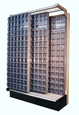 QS-725306-56 -  Lozier/Maddix Store fixture sliding panel display WITH Tip-Out bins