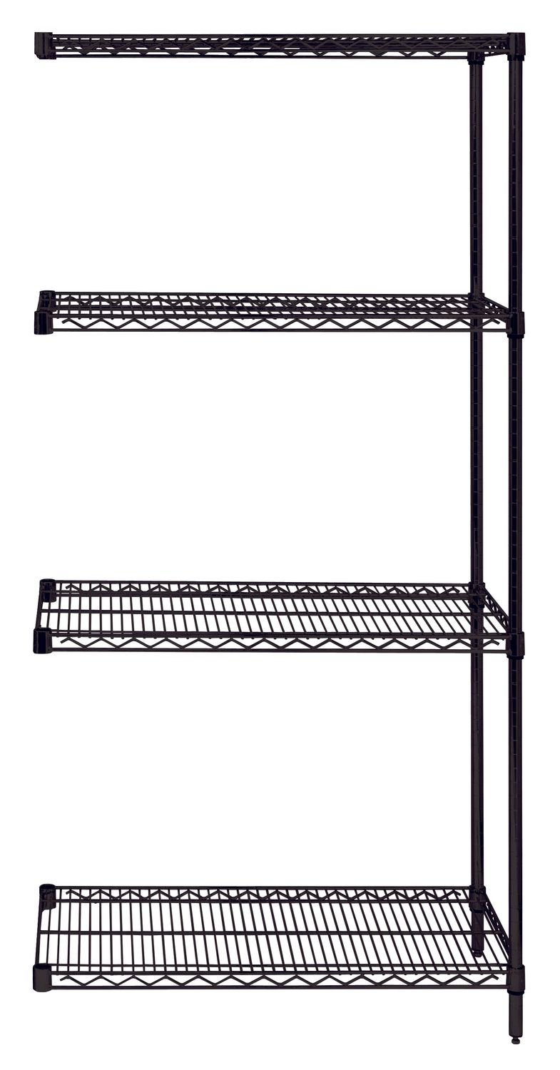 Wire 4 shelf 74&quot;H ADD-ON kit Black
