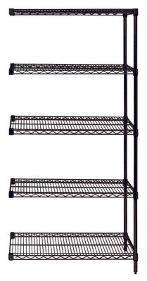 WIRE 5 SHELF 74&quot;H ADD-ON KIT BLACK