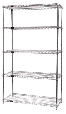 Wire 5 Shelf 74&quot;H Starter Kit Chrome