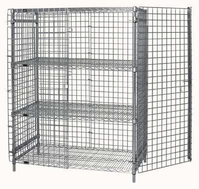 Wire Security cage unit w/2 interior shelves - Chrome