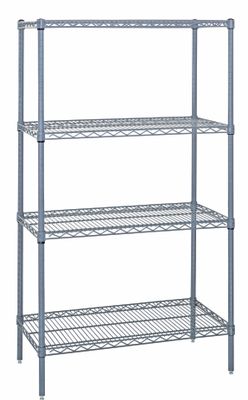 Wire 4 Shelf 63&quot;H Starter Kit Grey