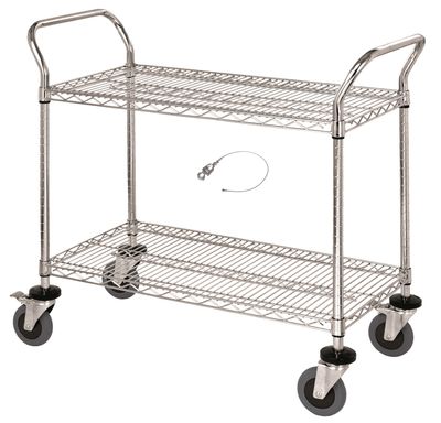 Utility Cart - 2 Chrome Wire Shelves - Conductive (ESD Safe)