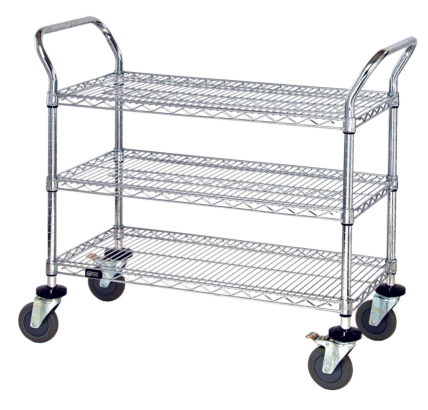 Utility Cart - 3 Chrome Wire Shelves