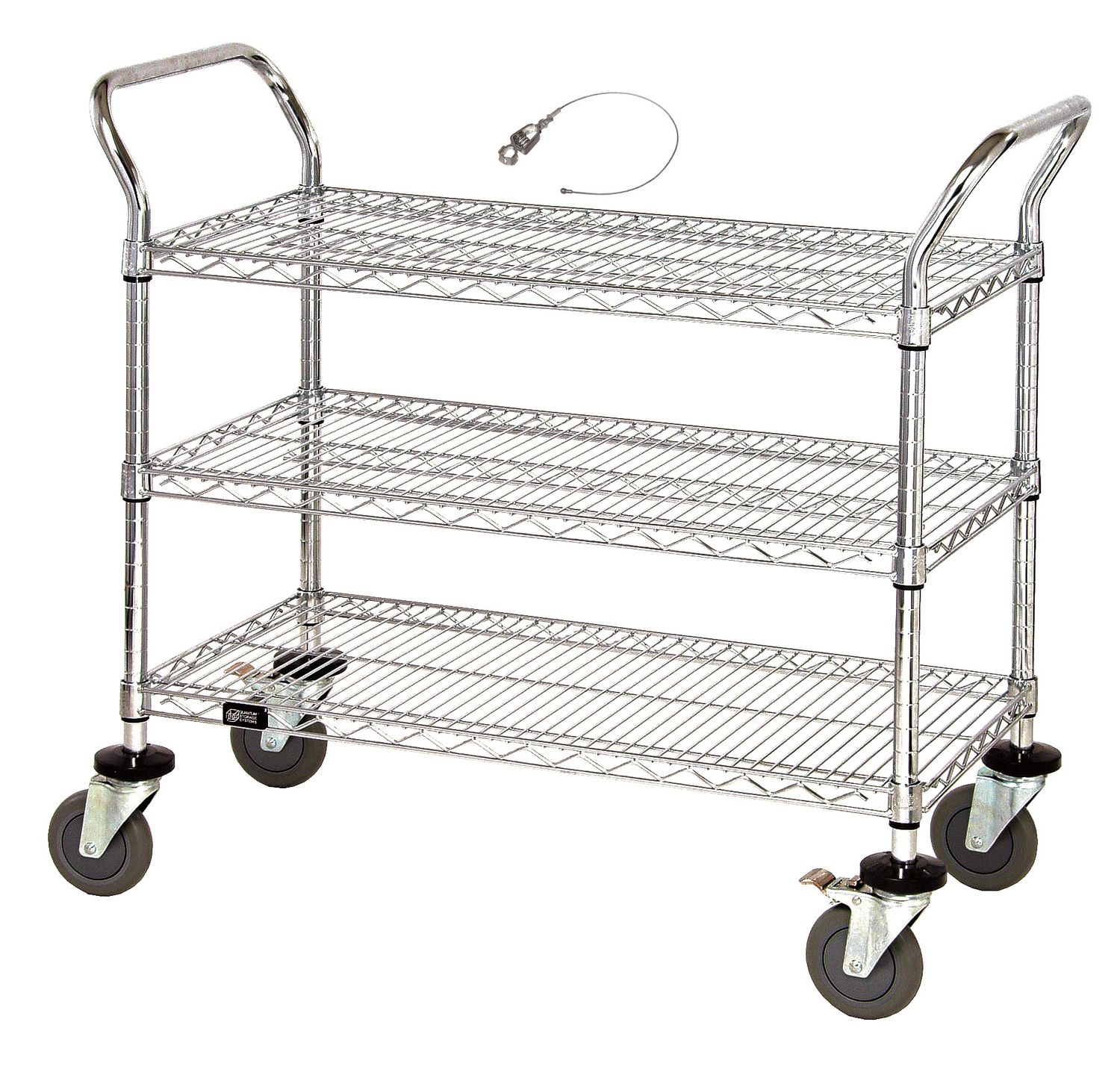 Utility Cart - 3 Chrome Wire Shelves - Conductive (ESD Safe)