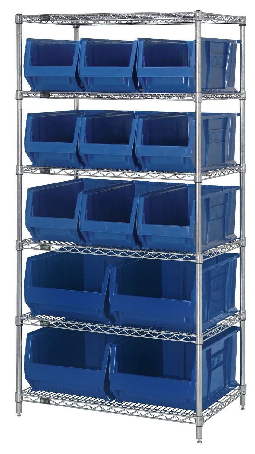 WR6-953954 - Wire shelving w/QUS953&amp;QUS954 bins, Colour: Blue