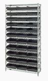 WR12-116 Wire shelving w/QSB116 bins, Colour: Black