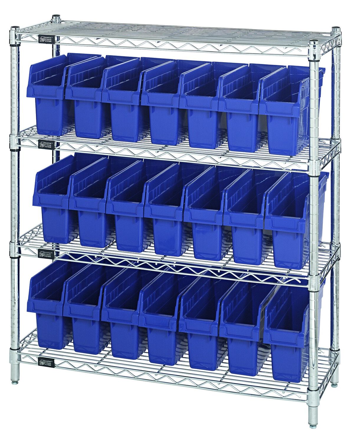 WR4-39-1236-801 - Wire shelving w/QSB801 bins, Colour: Blue