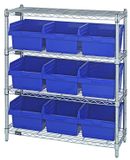 WR4-39-1236-809 - Wire shelving w/QSB809 bins, Colour: Blue