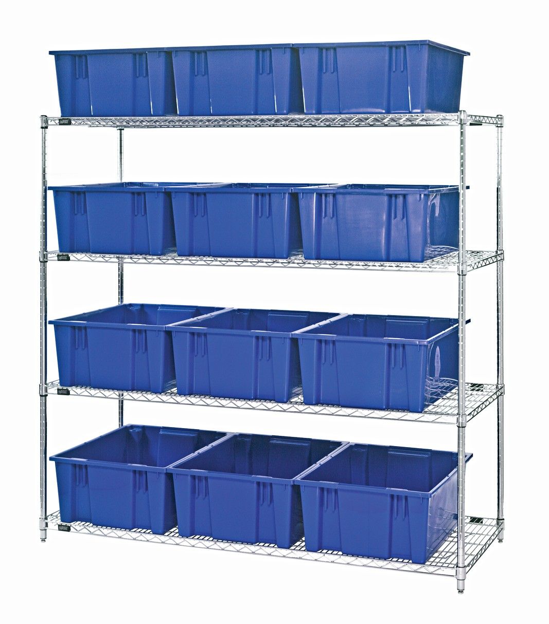 WR4-12225 - Wire shelving w/ SNT225 bins, Colour: Blue