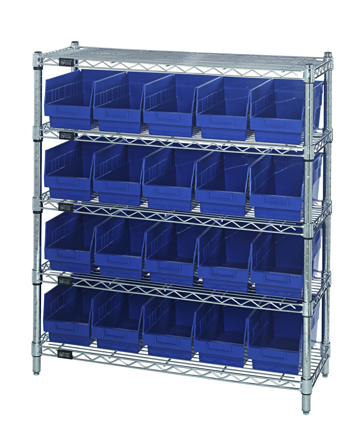 WR5-39-1236-202 - Wire shelving w/QSB202 bins, Colour: Blue