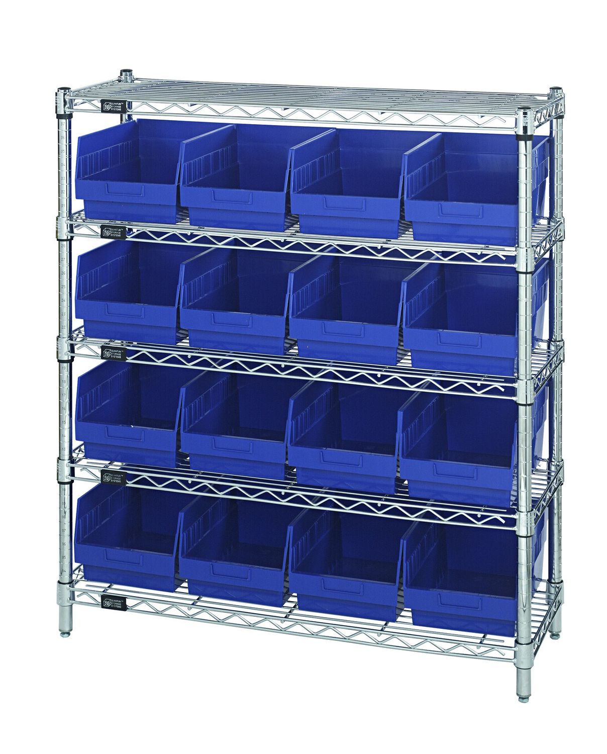 WR5-39-1236-207 - Wire shelving w/QSB207 bins, Colour: Blue