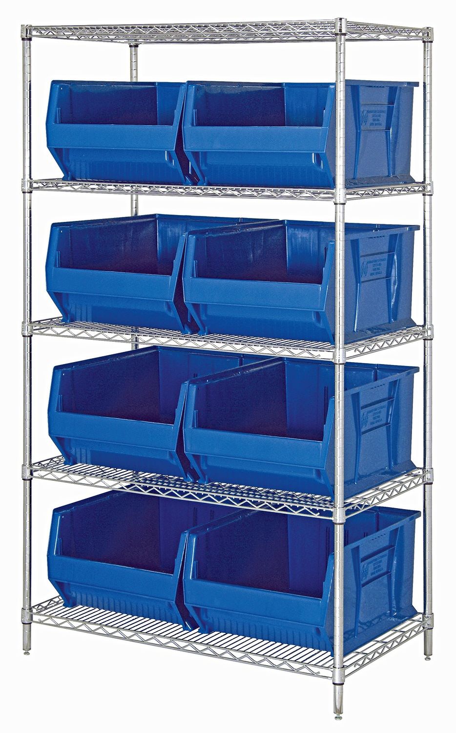 WR5-955 - Wire shelving w/QUS955 bins, Colour: Blue