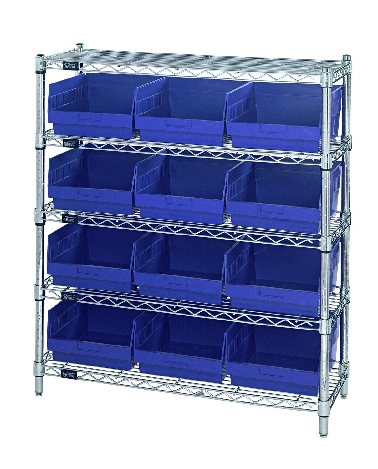 WR5-39-1236-209 - Wire shelving w/QSB209 bins, Colour: Blue