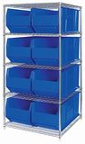 WR5-997 - Wire shelving w/QUS997 bins, Colour: Blue