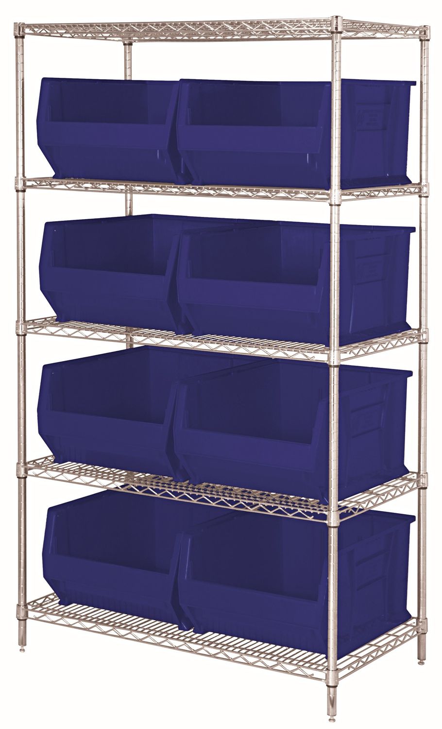 WR5-975 - Wire shelving w/QUS975 bins, Colour: Blue