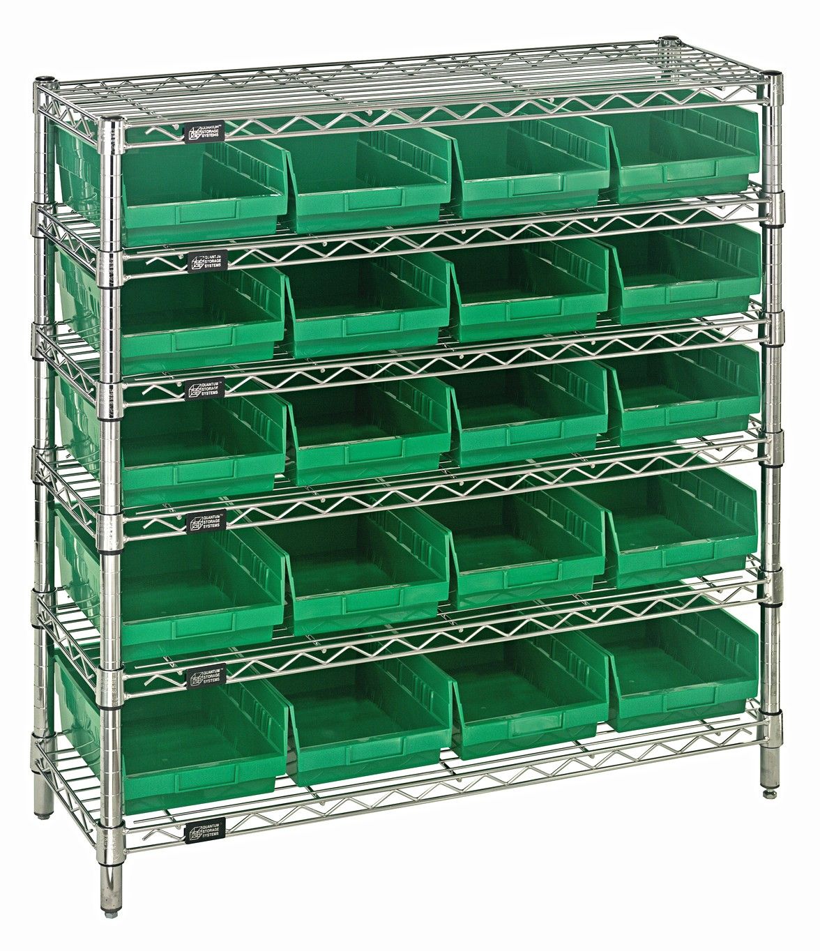 WR6-36-1236-107 Wire shelving w/QSB107, Colour: Green