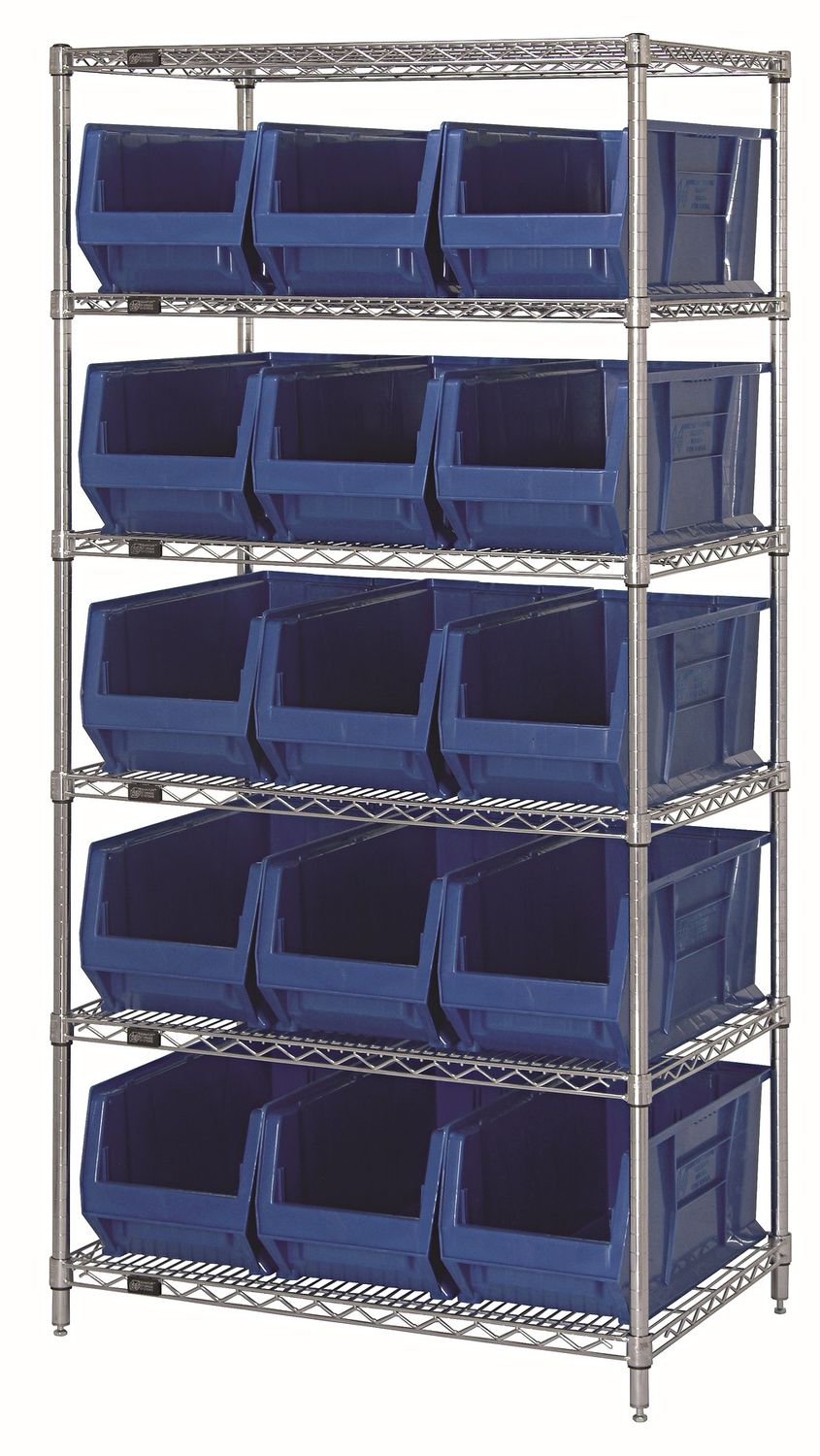 WR6-953 - Wire shelving w/QUS953 bins, Colour: Blue