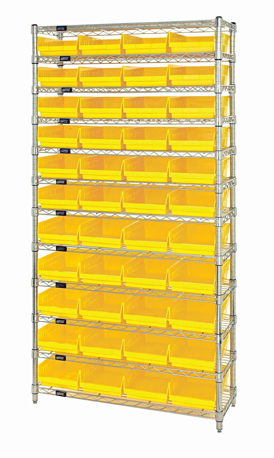WR12-107 Wire shelving w/QSB107 bins, Colour: Yellow