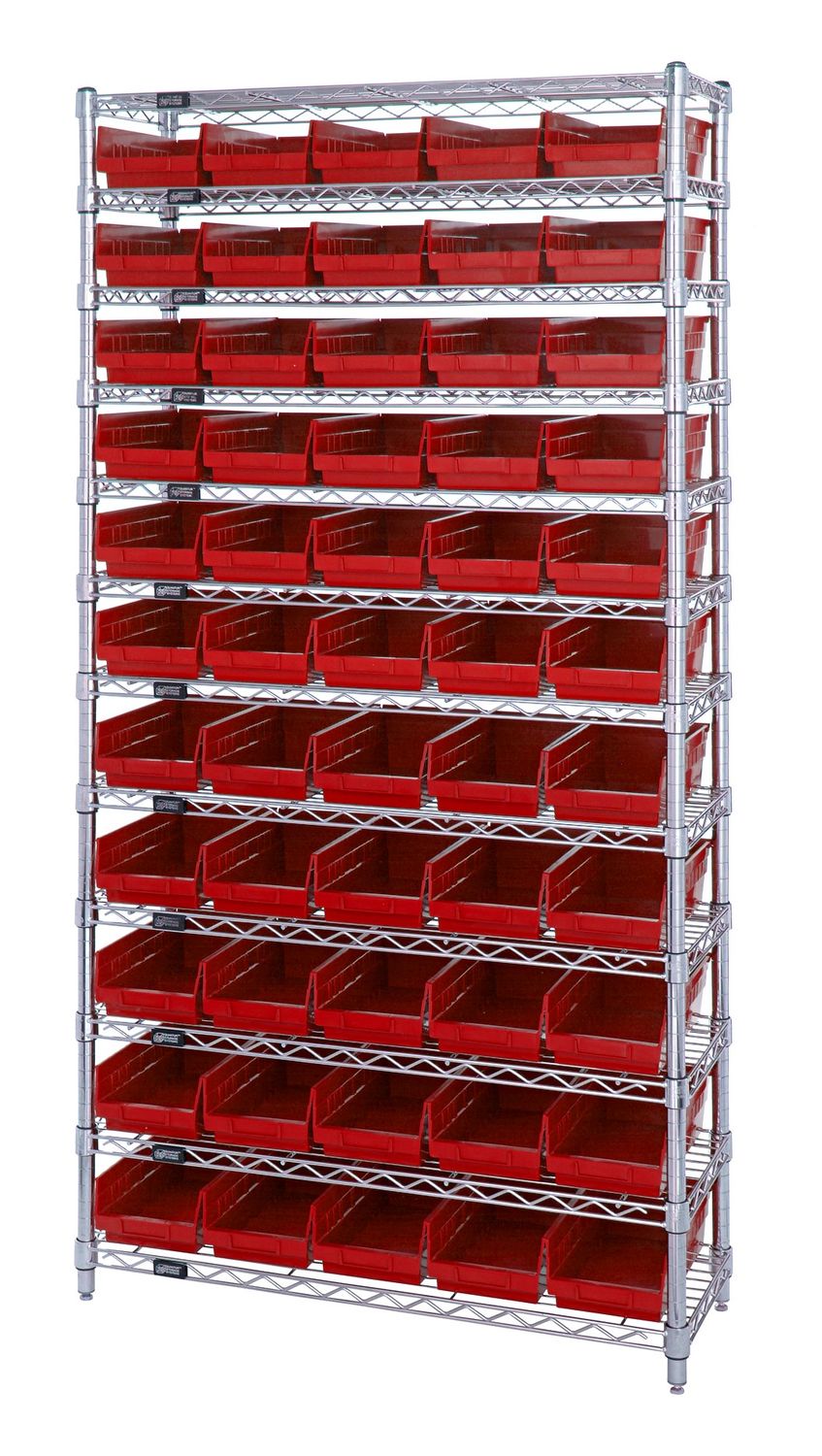 WR12-106 Wire shelving w/QSB106 bins, Colour: Red