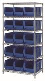 WR6-973 - Wire shelving w/QUS973 bins, Colour: Blue