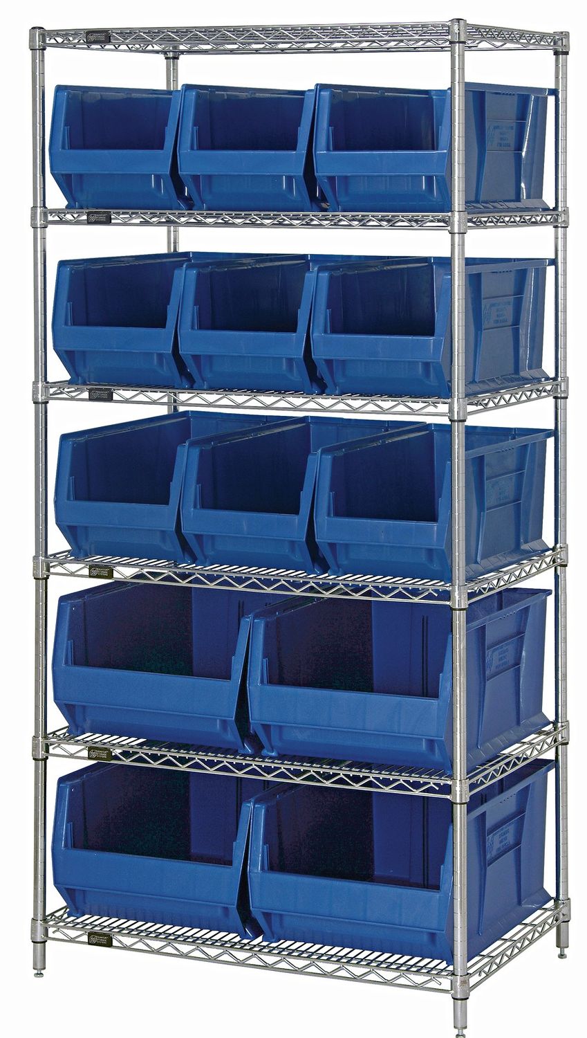 WR6-973974 - Wire shelving w/QUS973&amp;QUS974 bins, Colour: Blue