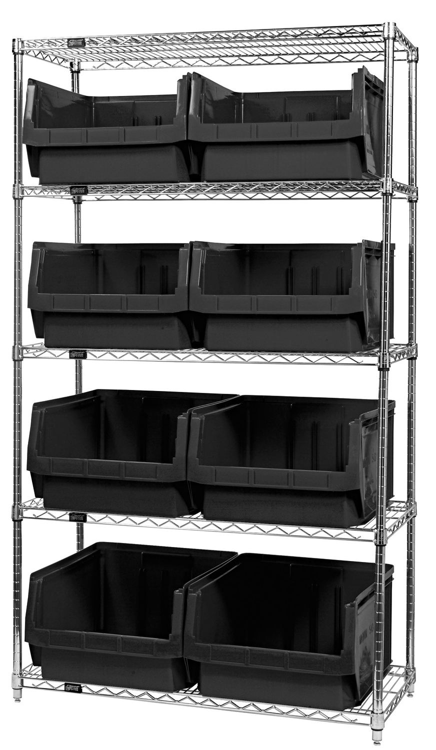 WR5-543 - Wire shelving w/QMS543 bins, Colour: Black