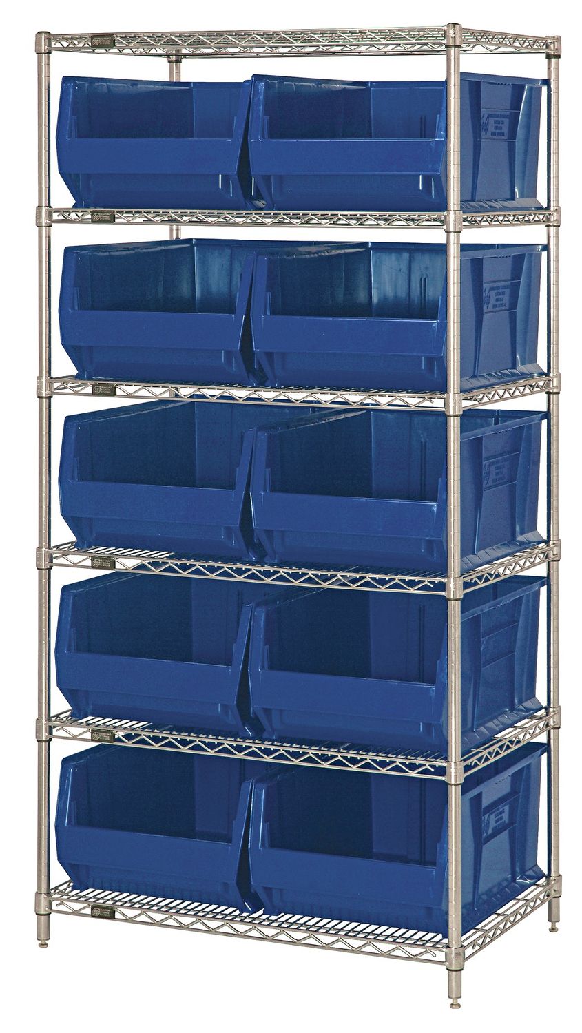 WR6-954 - Wire shelving w/QUS954 bins, Colour: Blue