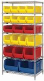 WR7-20-MIX - Wire shelving w/asst QUS bins, Colour: Mixed