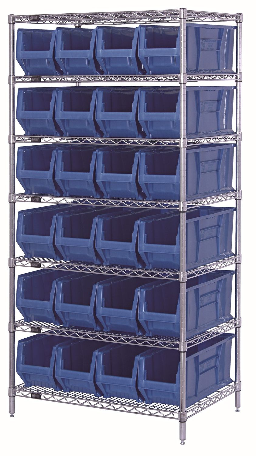 WR7-951 - Wire shelving w/QUS951 bins, Colour: Blue