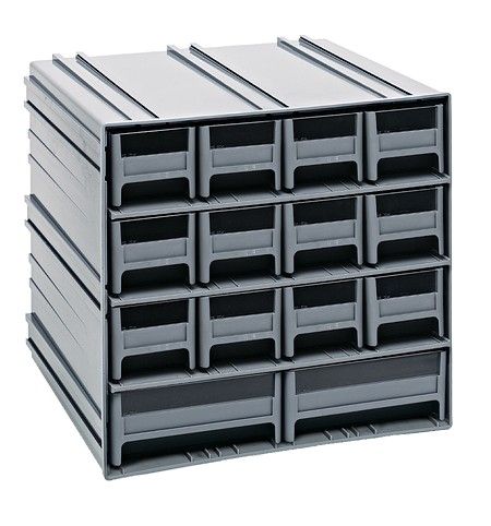 QIC-12123 - 14 drawer interlocking cabinet, Colour: Grey