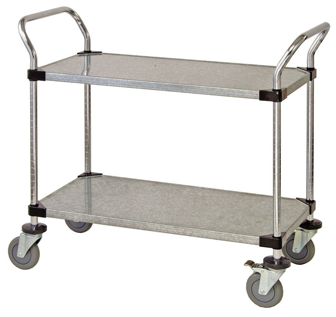 Utility Cart - 2 Solid Galvanized Shelves