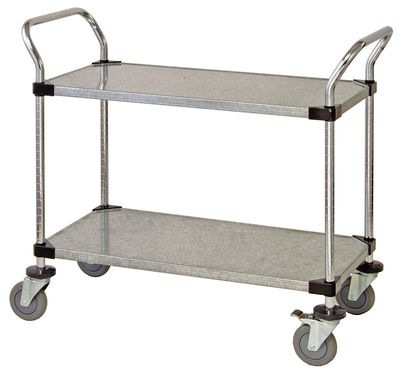 Utility Cart - 2 Solid Galvanized Shelves