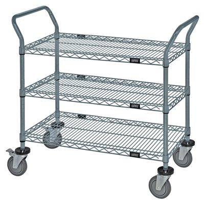 Utility Cart - 3 Grey Epoxy Wire Shelves