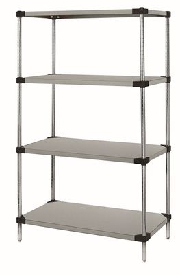 63&quot;H Stainless Steel 4 Solid Shelf Starter Kit