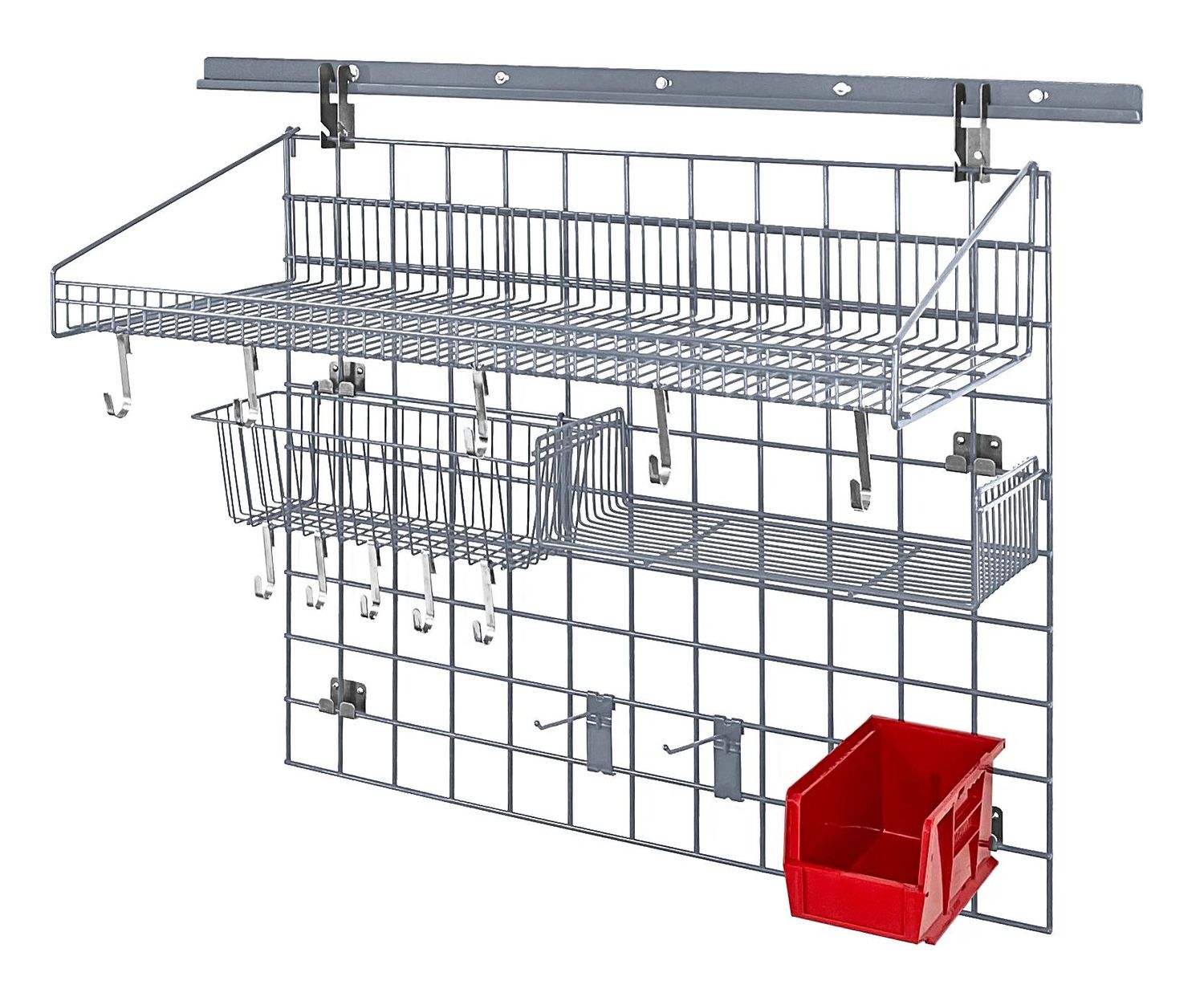 SGK-403036-2GY - Grey Commercial Kitchen organizer, Colour: Grey with Red bin
