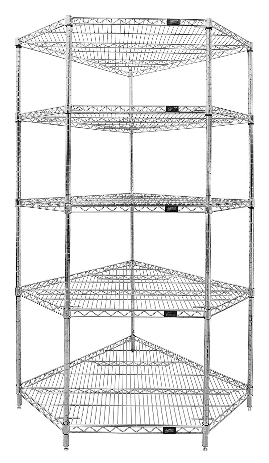 Wire 5 Corner Shelf 63&quot;H Kit Chrome