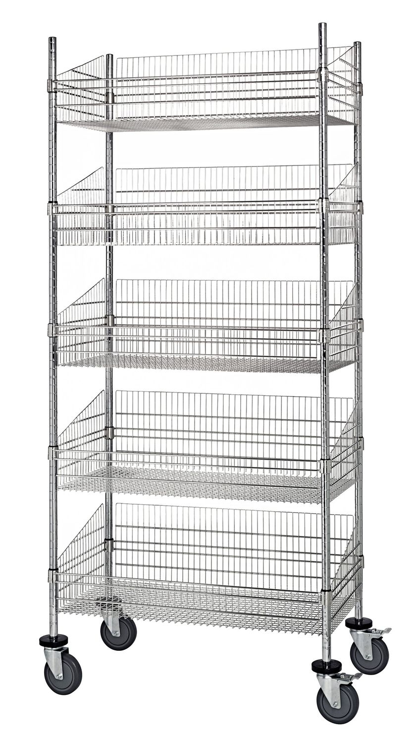 Mobile 4 Post 5 Wire Basket Units
