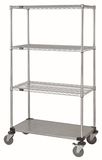 4-Tier Mobile cart Chrome w/solid bottom shelf